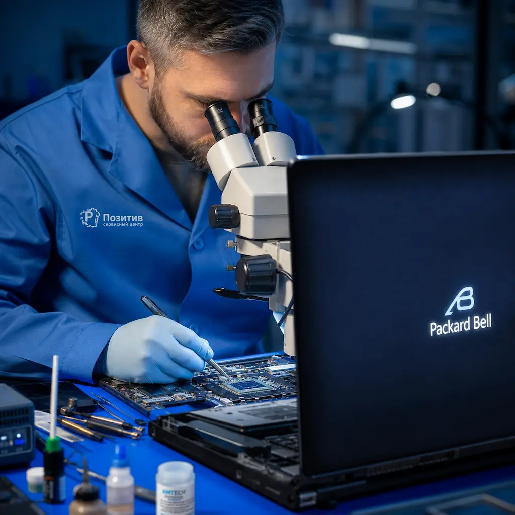 Замена видеокарты ноутбука Packard Bell в Стрельне