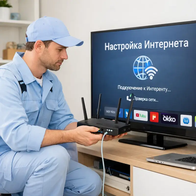 Настройка интернета на телевизоре в Стрельне
