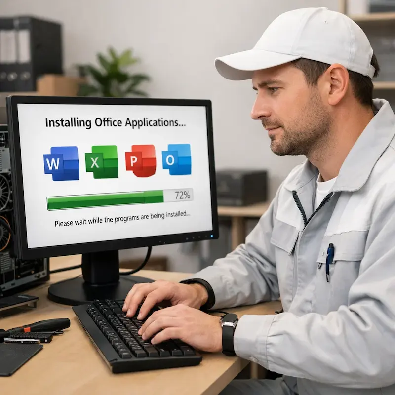 установка офисных программ на компьютер в Стрельне