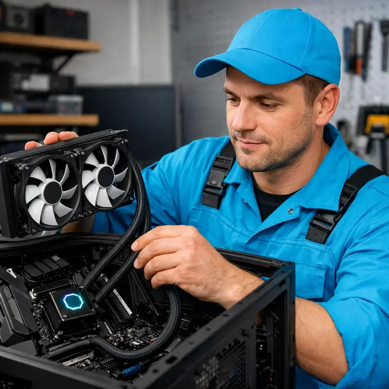 Установка водяного охлаждения на компьютер в Стрельне