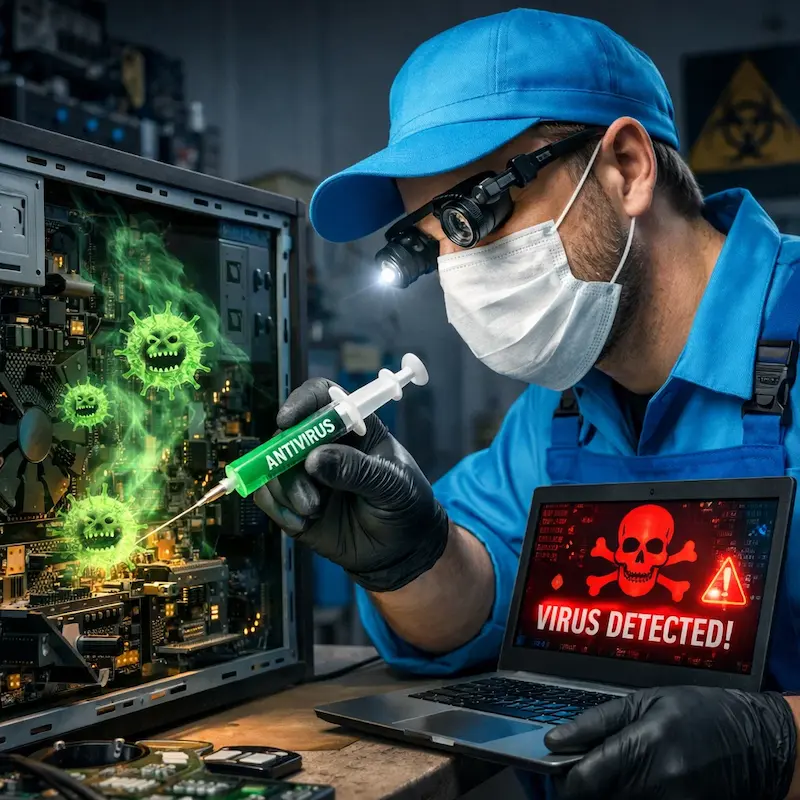 Лечение компьютера от вирусов в Стрельне на дому