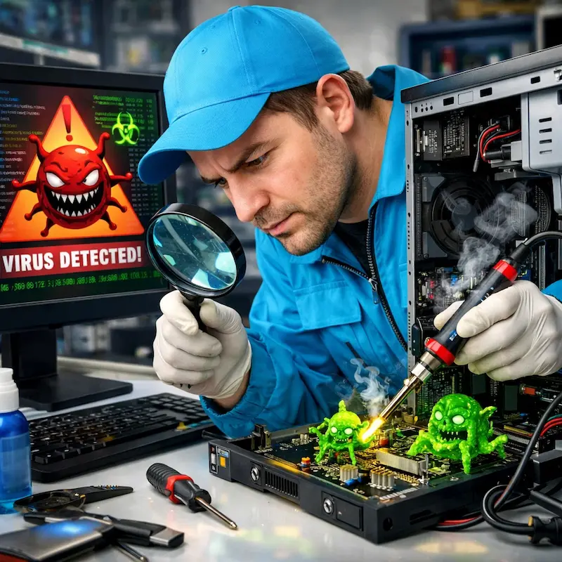 Вылечить компьютерный вирус в Стрельне